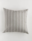 The Pindler Custom 1 Pillow 28x28 is a square throw pillow showcasing a pattern of vertical stripes in various shades of gray and white against a light-colored background. This custom-made pillow appears plush and is likely crafted from a soft fabric, making it an ideal choice for home decor or bedding support.