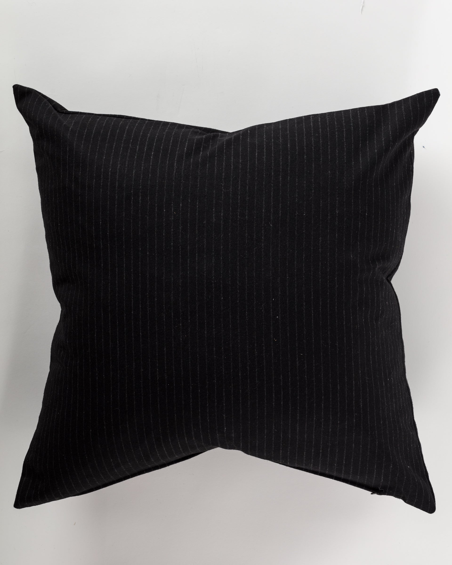 The Custom 3 Pillow 28x28 by Pindler features a luxurious black pinstripe design against a light gray background. This euro pillow&#39;s square shape and subtle vertical stripes provide both support and comfort while enhancing the design with added texture and pattern.