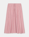 The CLOSED Gathered Skirt is a red and white vertically striped, pleated cotton skirt with an elastic waistband, shown against a plain white background.