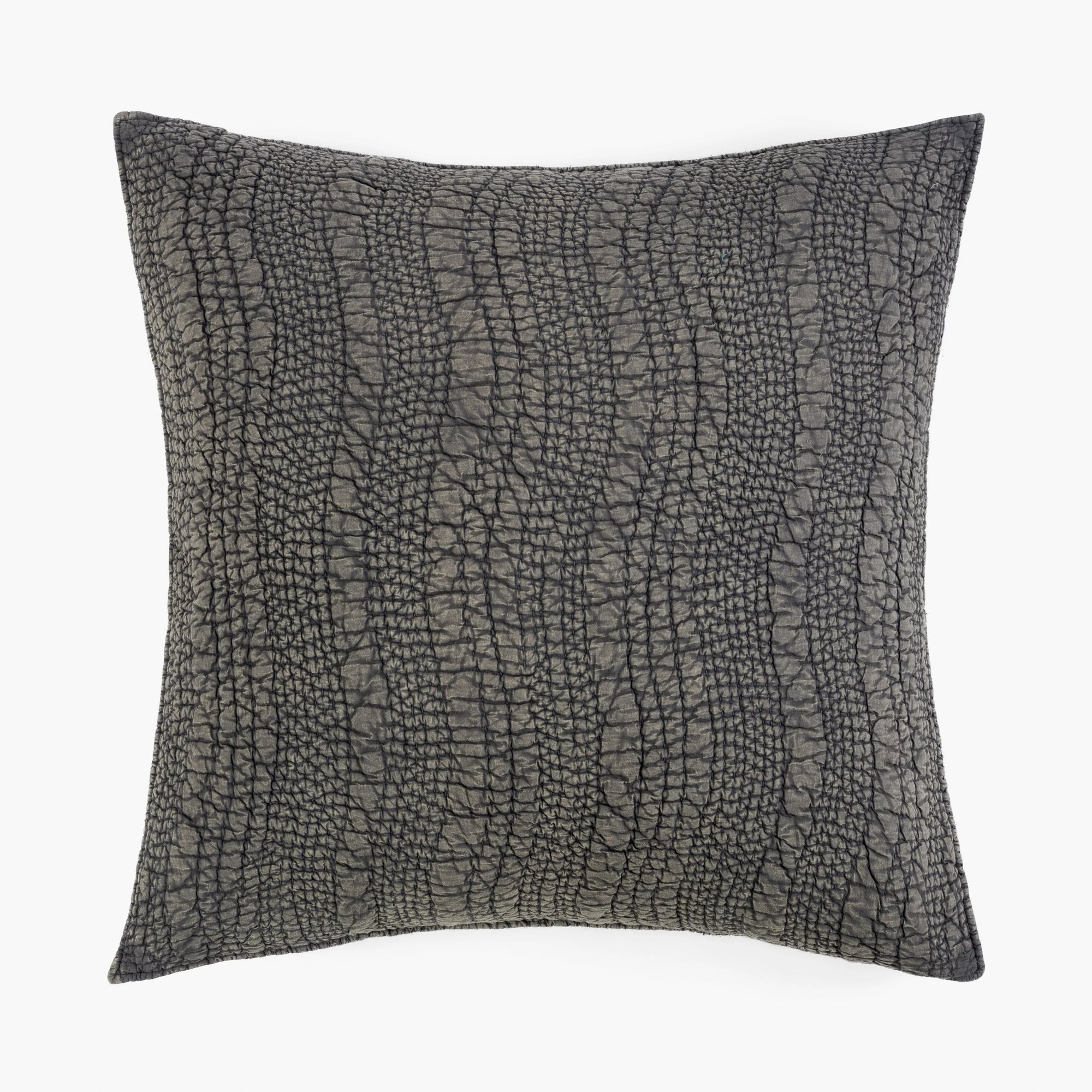 The Amity Home Slade Sham is a 26x26" square pillow cover featuring a textured dark gray and black reptile-skin pattern on white; insert not included.