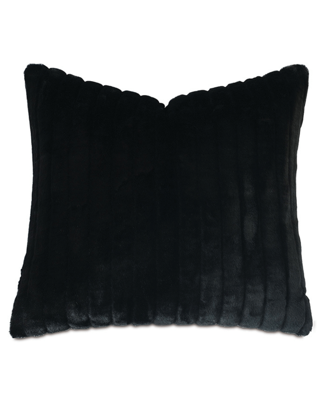 A FAUX FUR EURO SHAM 26x26 by Eastern Accents with a soft, velvet-like texture and vertical ridges running across the surface. The pillow features a plush down feather insert, making it fluffy and perfect for decorative or comfort use.