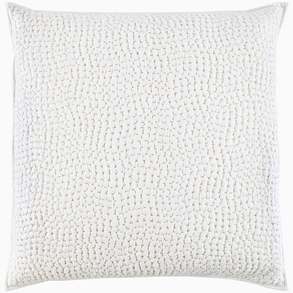 The John Robshaw Euro Sham features a textured, woven pattern in off-white organic cotton voile, displayed against a plain white background.