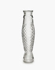 Clear glass fish carafe with textured scales and fins by Serax, perfect for dining or kitchen decor.
