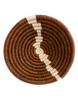 A top view of a Woven Bowl 6" from Kazi Goods, with a spiral design in natural and white colors, isolated on a white background, reminiscent of Scottsdale Arizona craftsmanship.