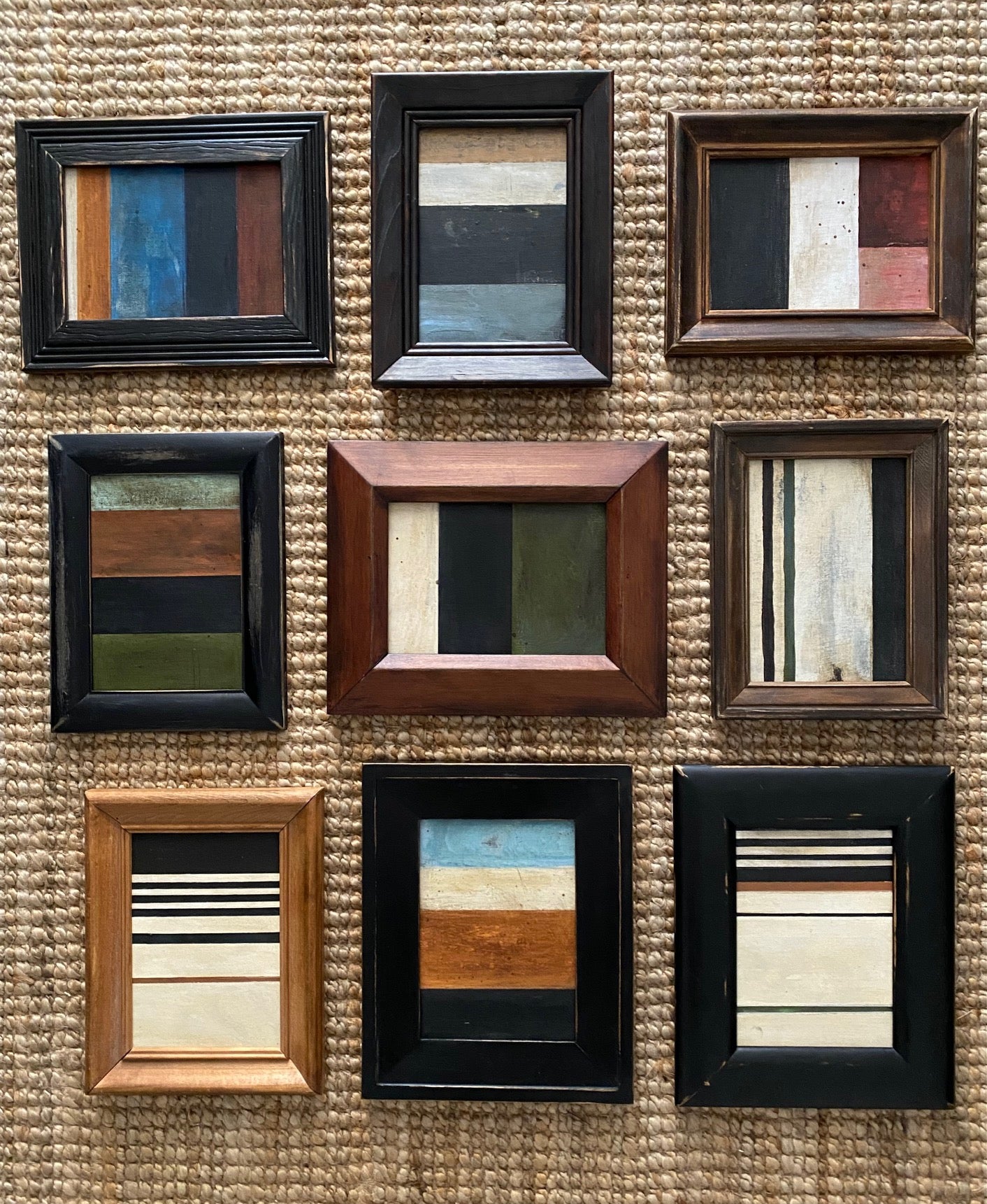 STRIPES Framed Art by Tak Design showcases hand-painted artwork elegantly presented in vintage-style frames.