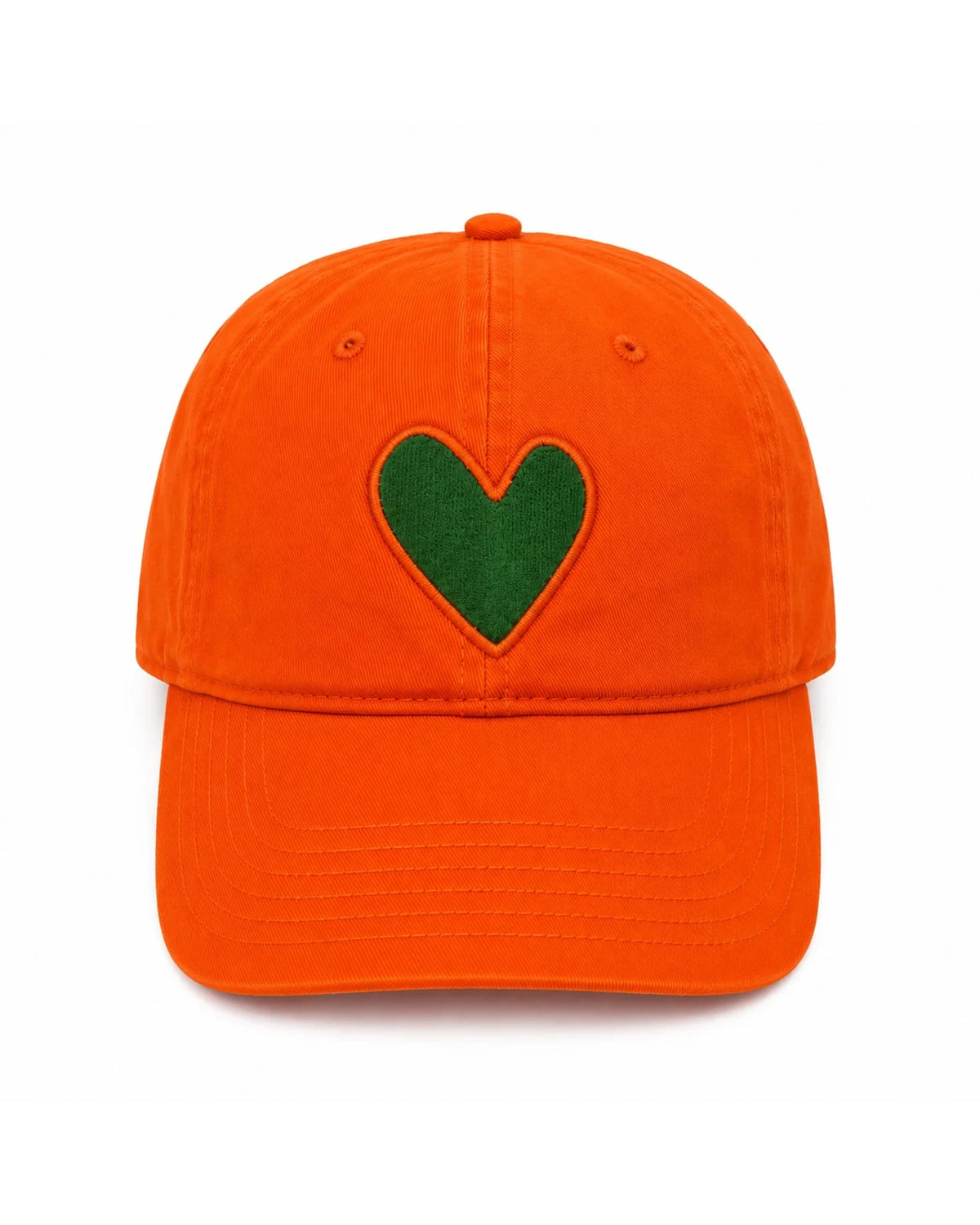 White velvet cap with green heart patch on front, Kerri Rosenthal KR Imperfect Velvet Heart Hat.