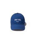 The New York Kap by Kule, a royal blue hat with white "NEW YORK N.Y." embroidery, is shown against a plain white background.