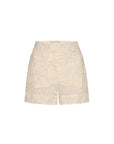 The KAIA EMBROIDERED SHORT by BROCHU WALKER in cream features a tailored fit and delicate floral embroidery, crafted from premium Italian cotton fabric, shown on a plain white background.