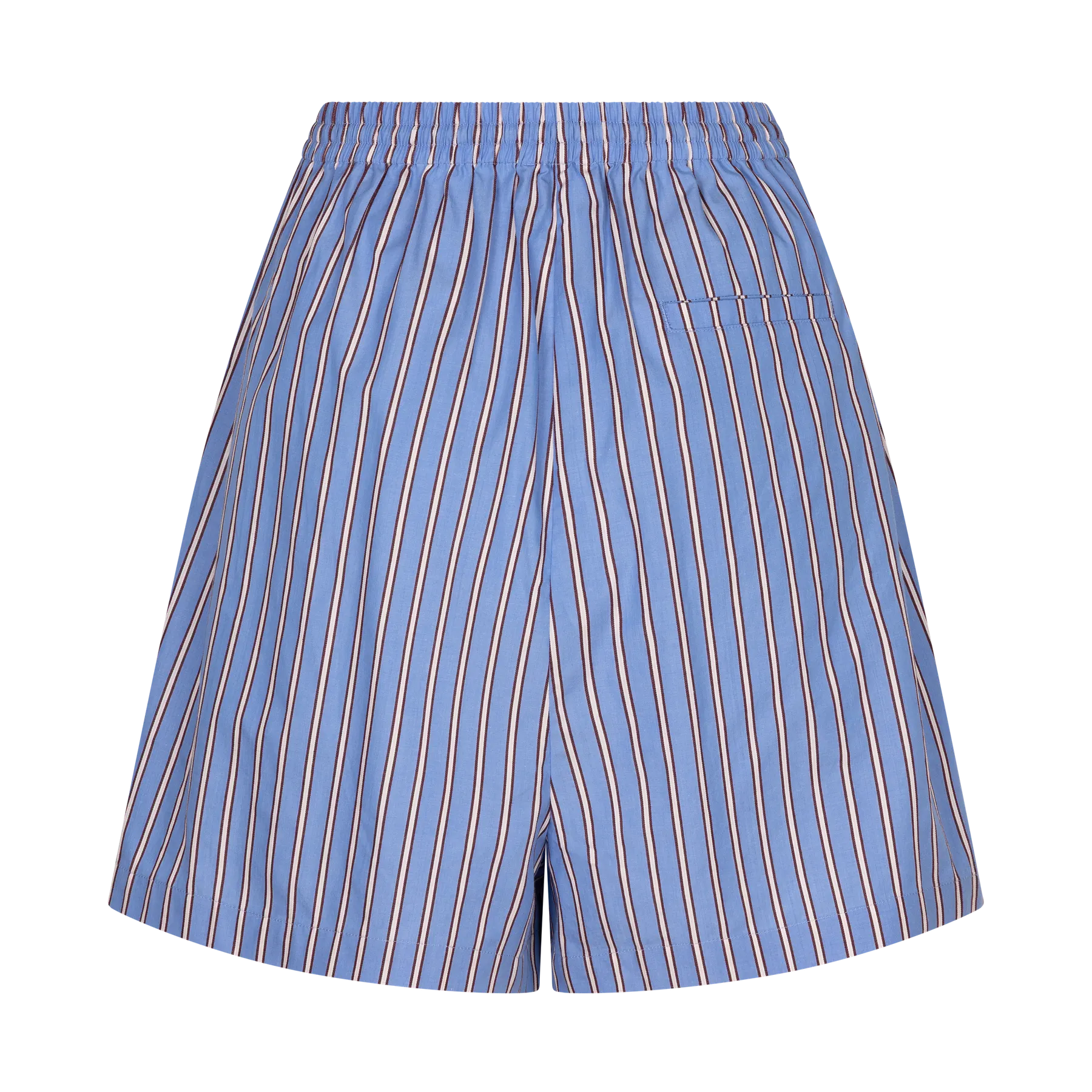 Red and white striped cotton Bermuda shorts with elastic waist and back pocket by Love Stories, ALFIE.