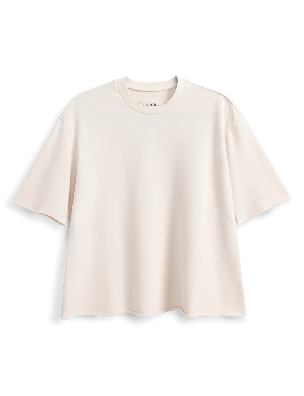 White oversized crewneck tee with short sleeves, 100 cotton by Frank &amp; Eileen, Perry NYC style at Bungalow Furniture.