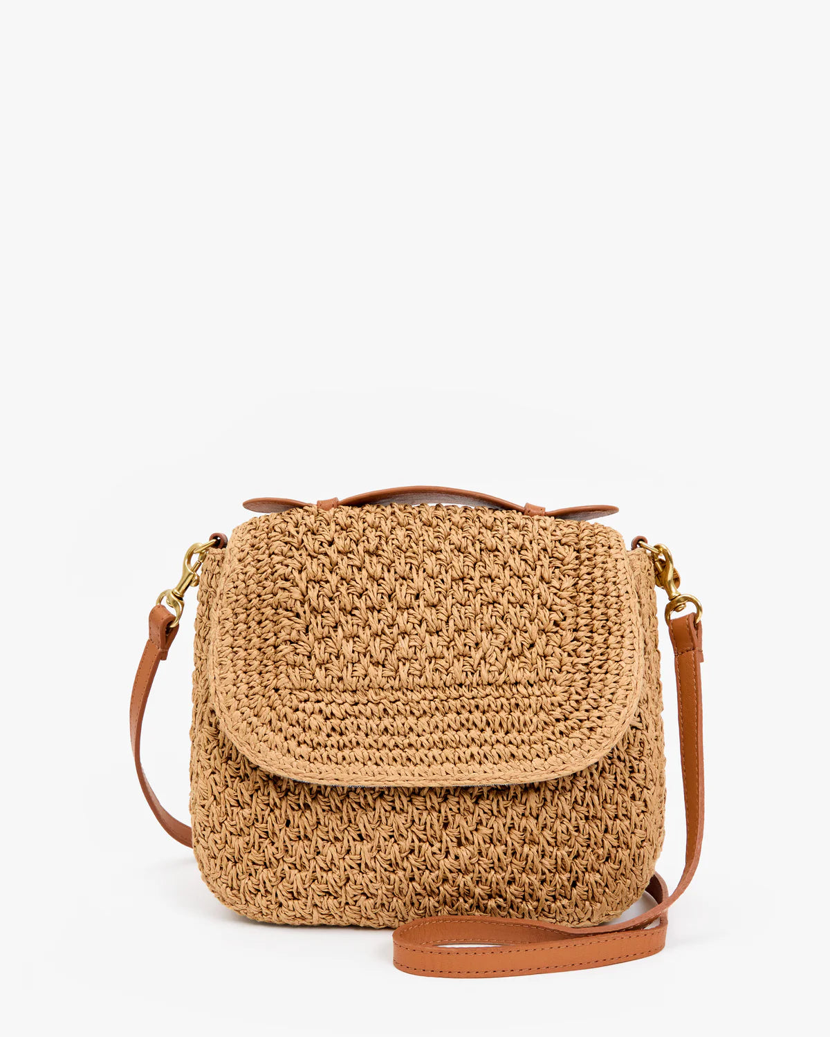 Turnlock Louis handbag in Palm green leather with top handle by Clare Vivier against a white background.