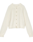 Cream long-sleeve cardigan with button front, DOEN Petra made of superfine alpaca and merino wool.