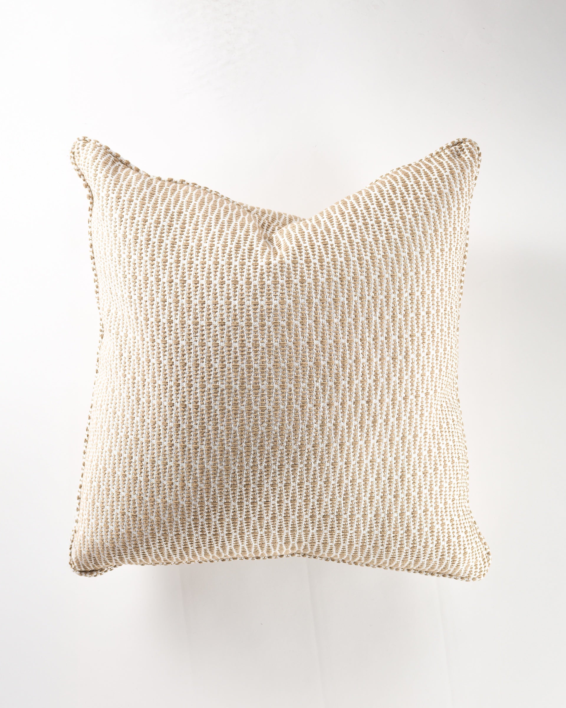 The Gabby Beatrix Camel Gr-6 Pillow 26x26 features a textured cream and beige woven design, adding luxurious style to your euro pillow collection.