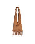 Brown suede handbag with fringe and tassel, Aram M by Jerome Dreyfuss.