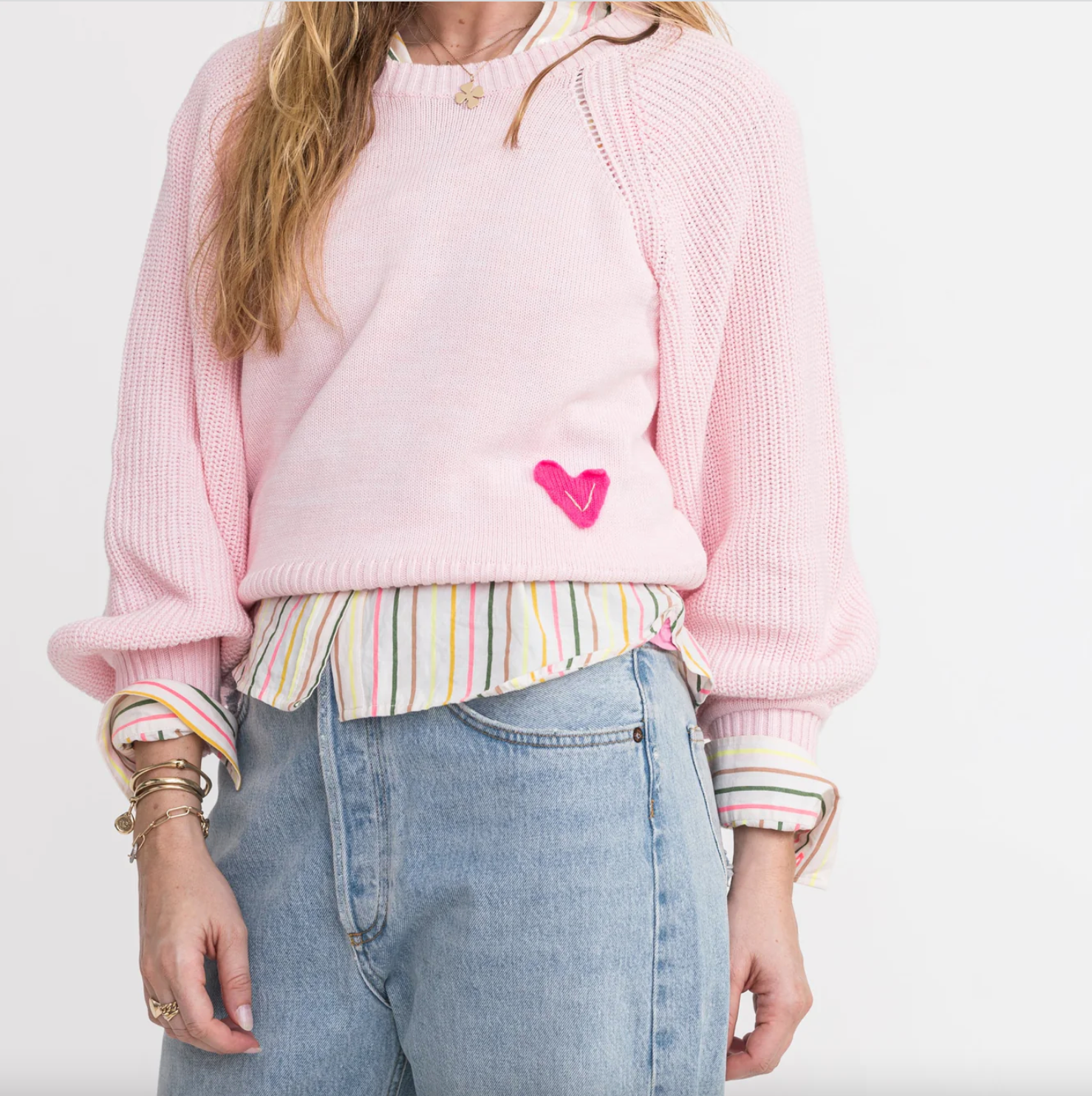 Puff Sleeve Pullover Sweater Icy Pink