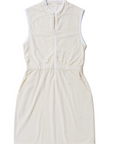 A sleeveless, cream-colored Kule terry dress with a zippered front and two side pockets, displayed against a white background.