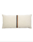 The Atlas Pillow by Libeco Home is a beige, rectangular throw pillow featuring a vertical black and brown stripe in the center, providing both comfort and support against a white background.