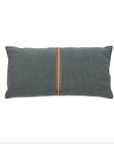 The Atlas Pillow by Libeco Home is a custom-made rectangular pillow with a luxurious dark gray design, featuring a single horizontal brown stripe on a white background.