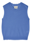 A sleeveless distressed tank in blue knit cashmere featuring a round neck and ribbed hem, labeled "Jumper 1 2 3 4/CR2.