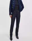 Rag & Bone Sutton Cigarette Jean styled with black top and navy blazer, polished and timeless look.