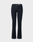 Dark blue mid-rise vintage stretch denim jeans with front pockets and button closure, Rag & Bone Sutton Cigarette Jean.