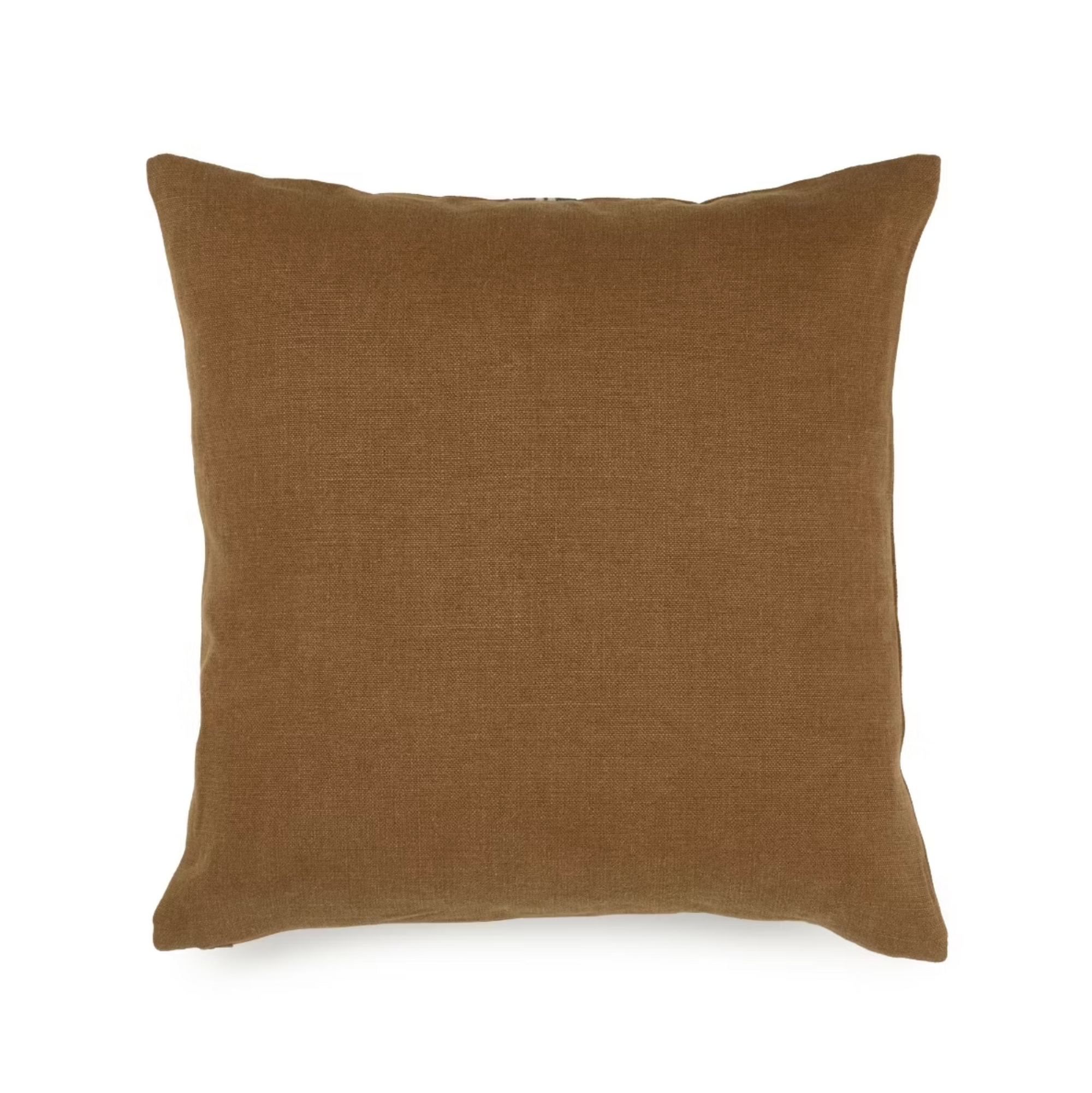 The Miles Pillow by Libeco Home is a square brown throw pillow in warm oak, featuring a plain, solid fabric cover and shown against a white background. Ideal for pairing with matching pillows or bags.