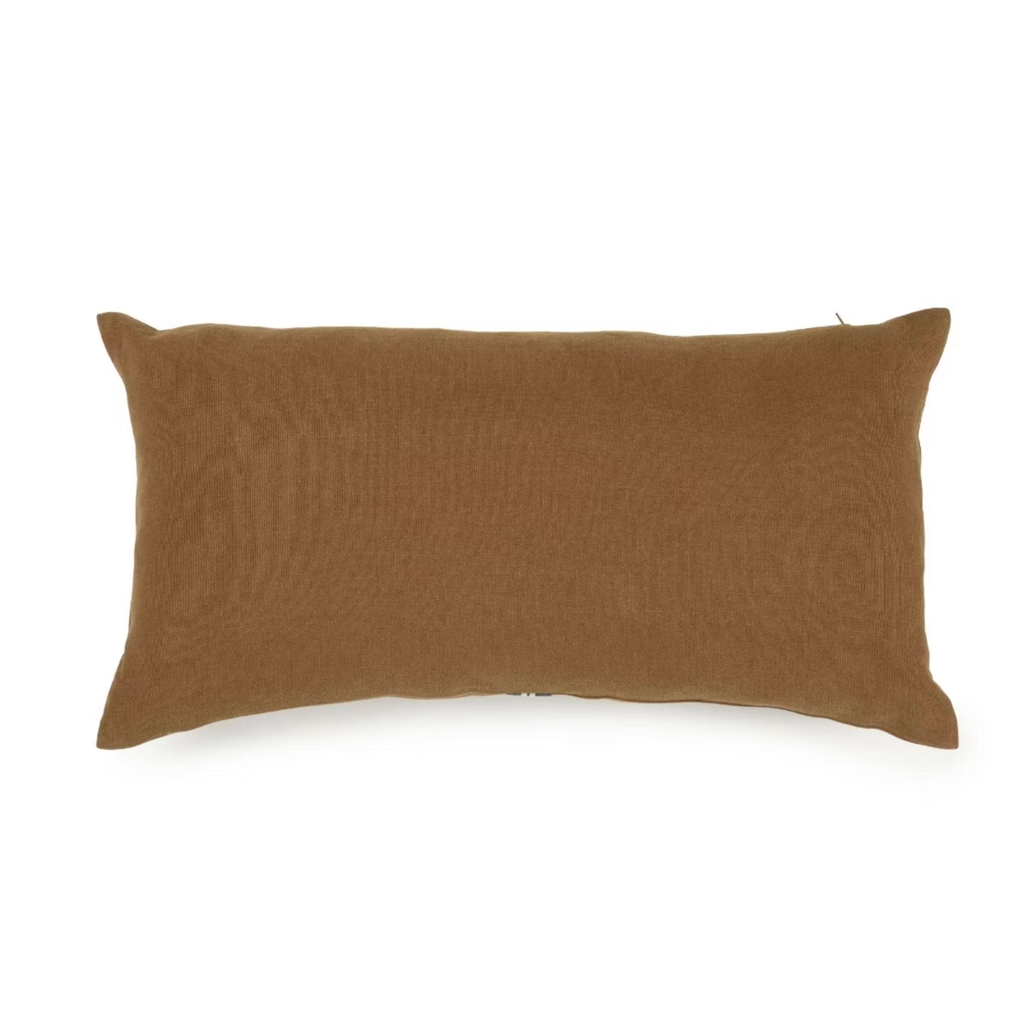 The Miles Pillow by Libeco Home is a rectangular throw pillow in warm oak brown with a soft fabric texture, shown against a white background.