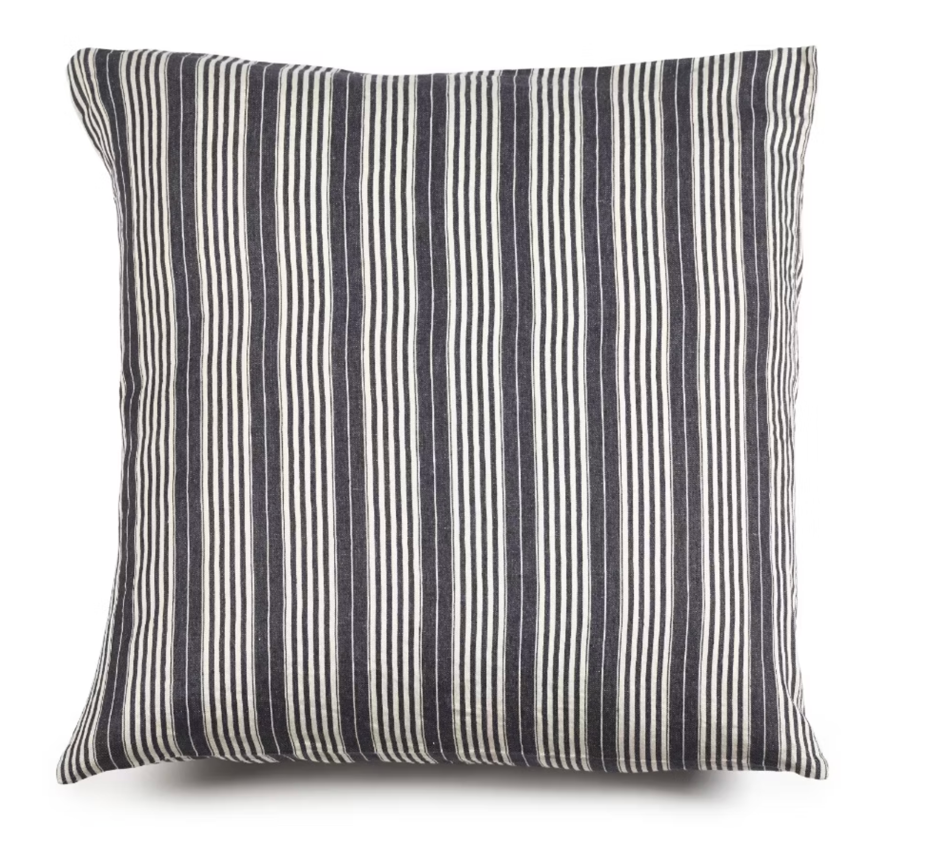 The Tack Stripe Pillow by Libeco Home is a square Belgian Linen pillow with bold black and white vertical stripes on a crisp white background.