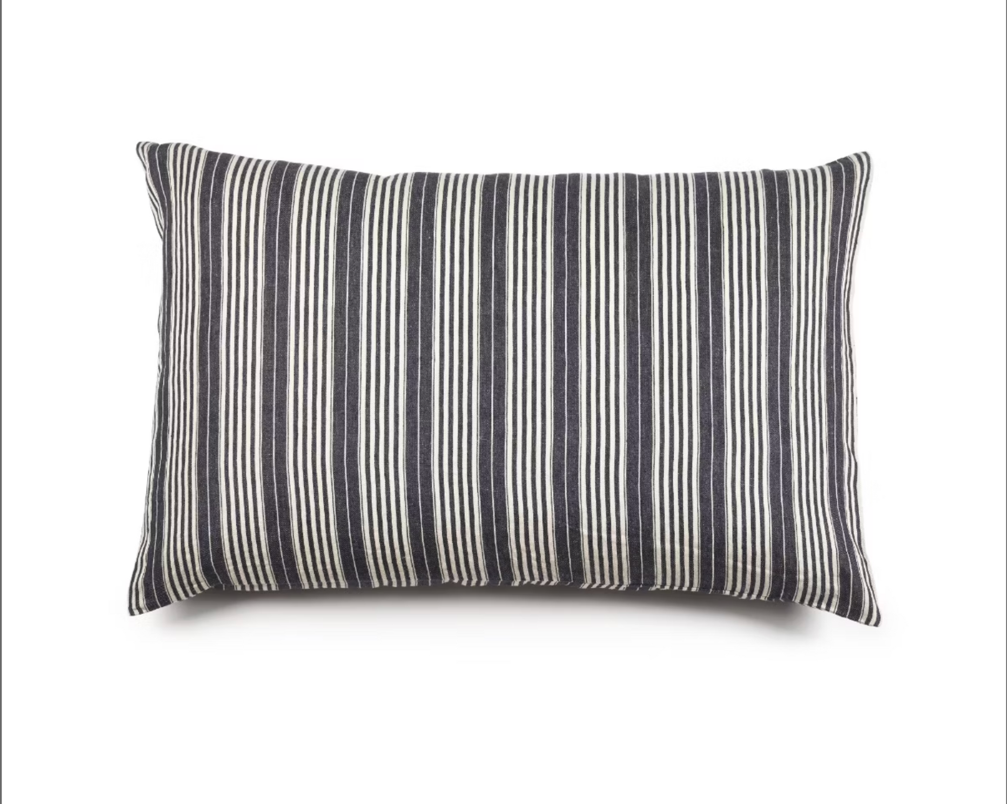 The Tack Stripe Pillow by Libeco Home is a rectangular Belgian Linen pillow with black and white vertical stripes, shown against a plain white background.