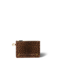 The Popoche M Pouche by Jerome Dreyfuss is a small leopard print pouch featuring a zip closure, gold-tone hardware, and a key fob clip, shown against a white background.