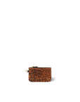 The Popoche XS Pouche by Jerome Dreyfuss is a small brown wallet with black leopard print, gold hardware, zipper closure, and key ring—ideal as a chic key fob accessory—shown on a plain white background.