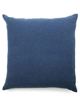 The Max Pillow by Libeco Home is a square 25x25 blue pillow with solid color fabric, shown against a white background; includes pillow insert.