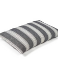 The Libeco Home Tahoe Stripe Super King pillow features horizontal gray and white stripes in pure washed linen, displayed on a white background.