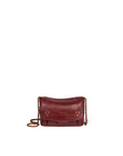 Bubble burgundy leather small bag with gold chain and stud details by Jerome Dreyfuss.