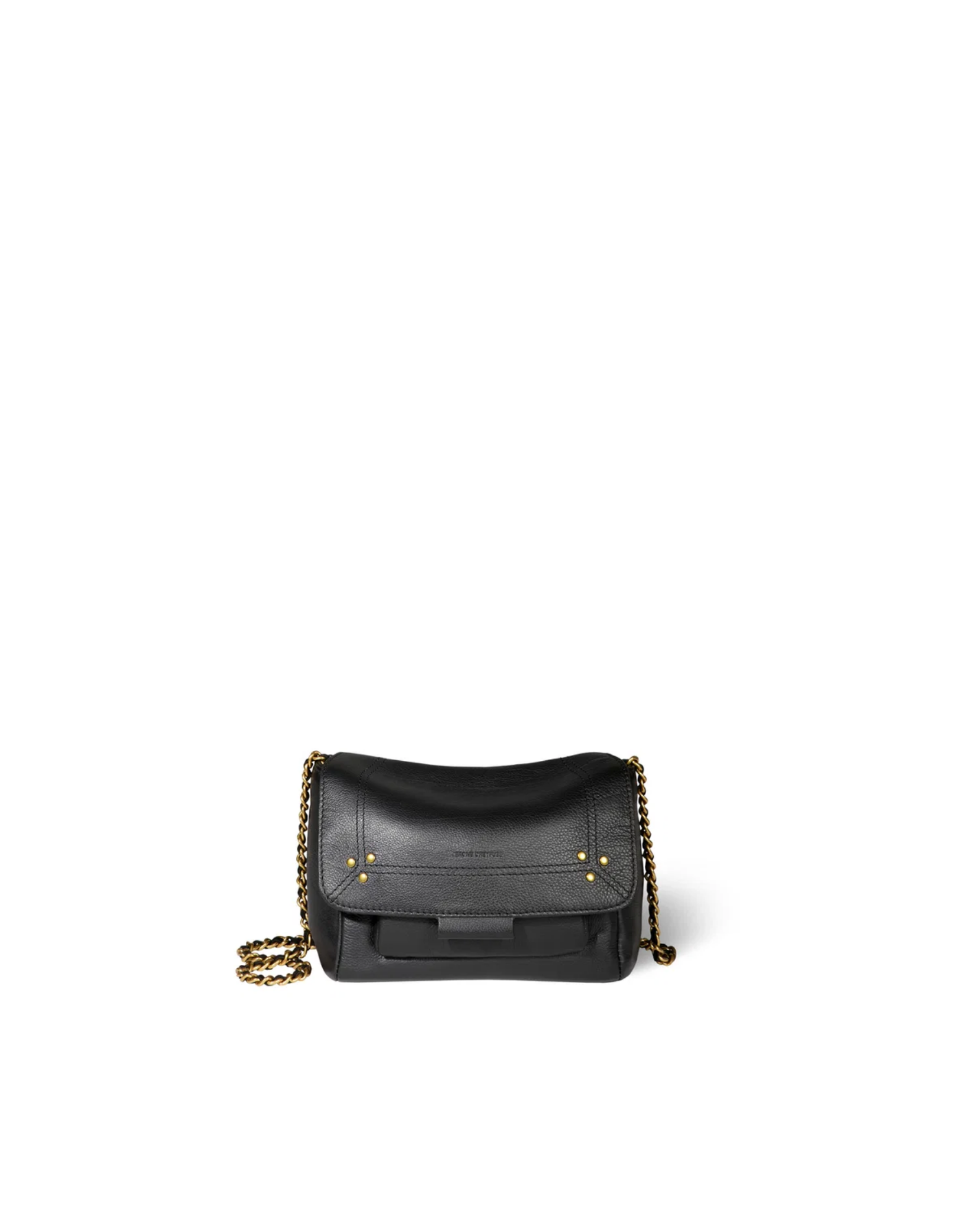 Black Jerome Dreyfuss Lulu Small Bag with gold chain strap on white background.