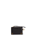 Black leather card holder with gold rivets, zip pocket, and keyring by Jerome Dreyfuss, Lucky Porte Cartes.