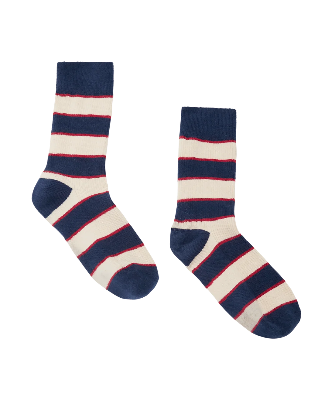 Navy sock with classic stripes, vintage collegiate style by The Great Inc. at Bungalow Furniture &amp; Accessories.