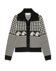 Black and white houndstooth cardigan with buttons and ribbed cuffs by The Great Inc.