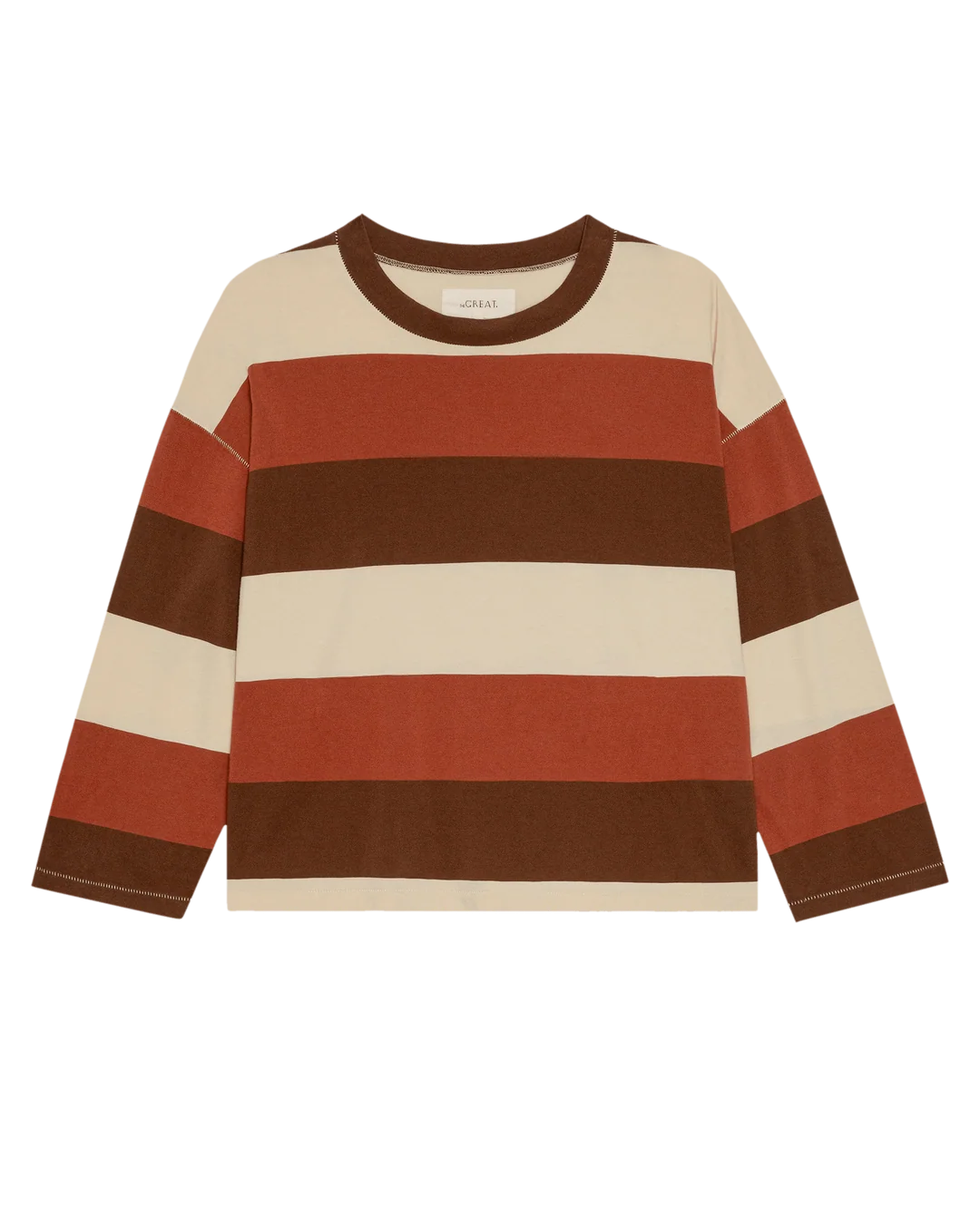 Long-sleeve Ashwood Stripe cotton tee from The Great Inc., handcrafted in Los Angeles.