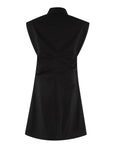 Sleeveless black collared dress with structured shoulders and a gathered back by THE SHIRT, tailored fit.