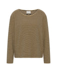 Cream and black striped long sleeve top with relaxed fit and round neck by The Upside, casual comfy style.