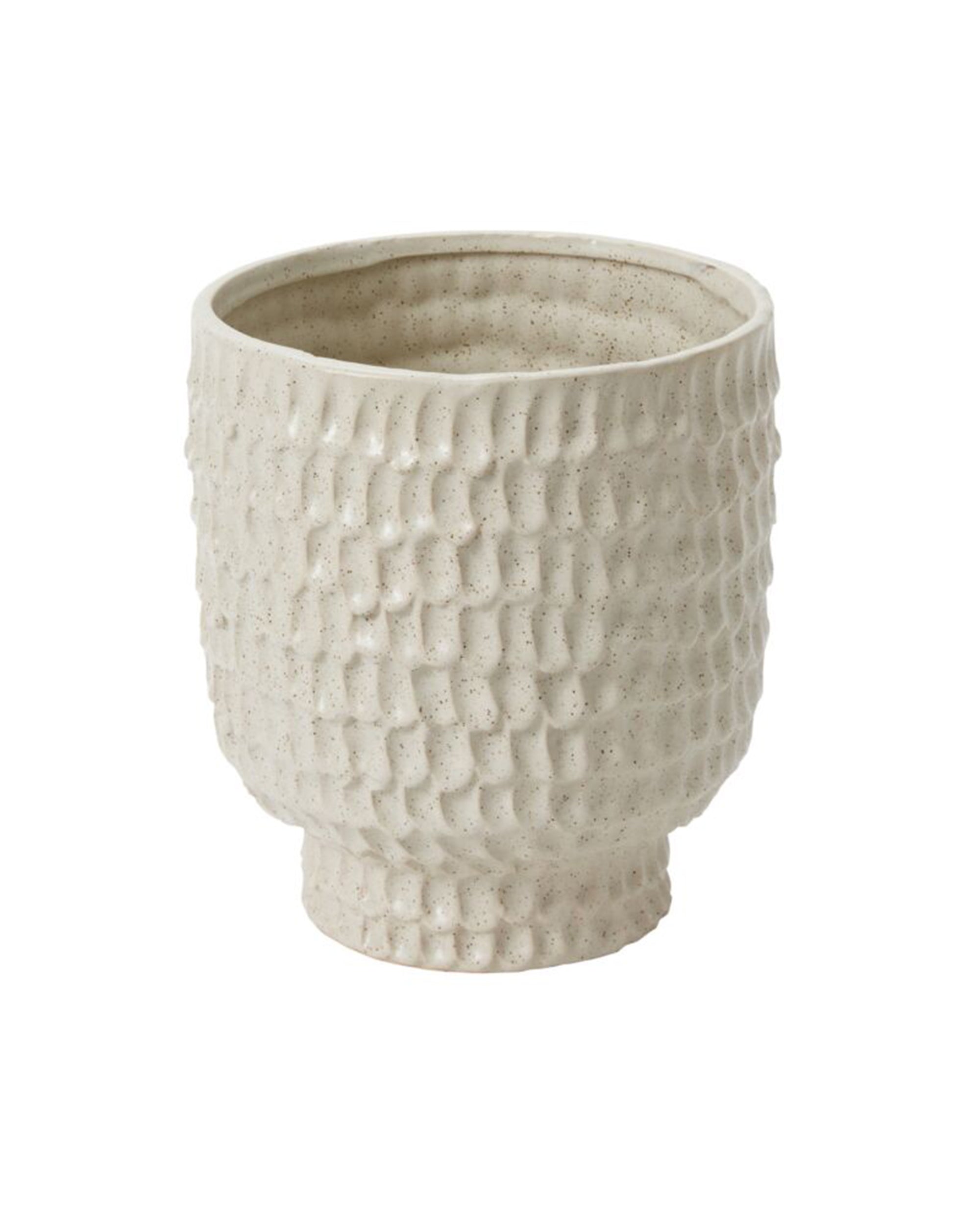 The Accent Decor 91747 Adrien Pot is a textured, off-white stoneware planter with a dimpled surface and rounded base, shown against a plain white background.