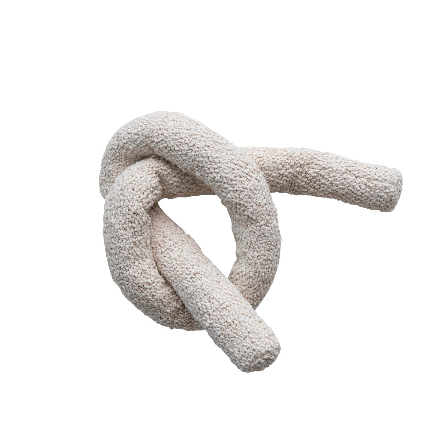 The Bloomingville Cotton Knotted Pillow features soft, textured woven cotton in an off-white cream shade, crafted in a thick knot design and shown isolated on a white background.