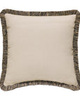 Beige houndstooth pillow with brush fringe and dark brown trim by Eastern Accents, chic room accent.