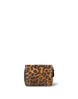 The Henri Zip Wallet by Jerome Dreyfuss is a compact lambskin leopard print piece featuring a flap closure, gold-tone studs, and zipper detailing on the side against a white background.