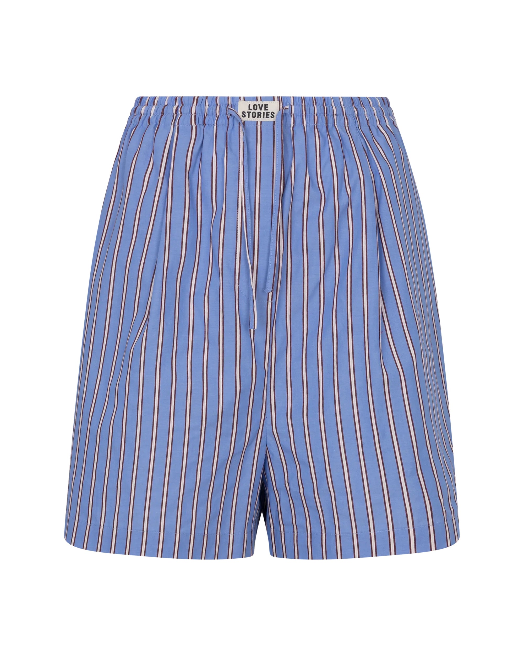 White and pink striped cotton Bermuda shorts with elastic waist, Love Stories ALFIE.