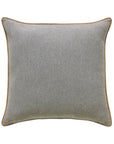 The Magnus Steel w/welt pillow by Eastern Accents is a square gray cushion with subtle texture, brown piping at the edges, and a zipper closure, displayed against a white background.