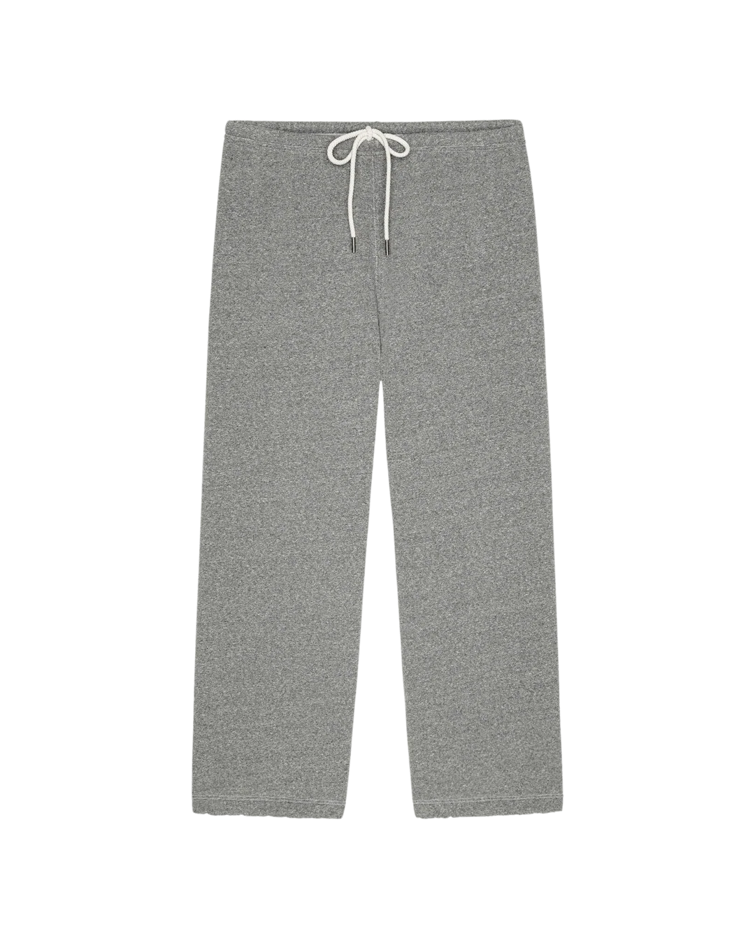 Gray sweatpants with a white drawstring by The Great Inc., Fleece Sport Sweatpant, displayed on a white background.