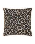 The NAy-05 Bagira Spot with Small Welt pillow by Eastern Accents features a stylish leopard print in brown, black, and beige on white with piped edges—an ideal neutral accent to bring bold flair to any space.