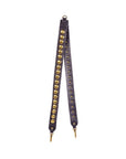 The Bandouliere Festival Strap by Jerome Dreyfuss is a black genuine vegetable cowhide shoulder strap with gold-tone clasps and two rows of mixed-size gold studs, perfect for attaching to your bag.